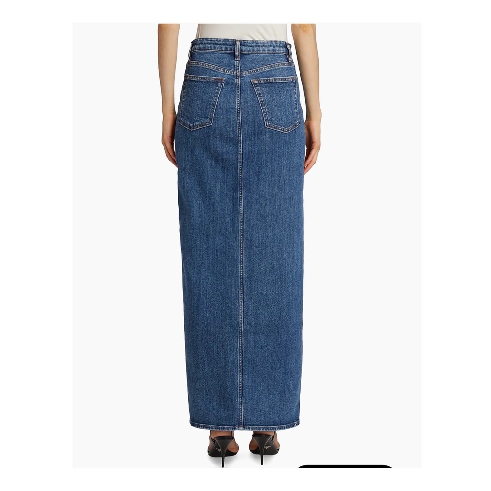 3x1 Elizabella Denim Maxi Skirt Blue High Rise Front Slit Made in Italy Size 28 - Picture 3 of 7